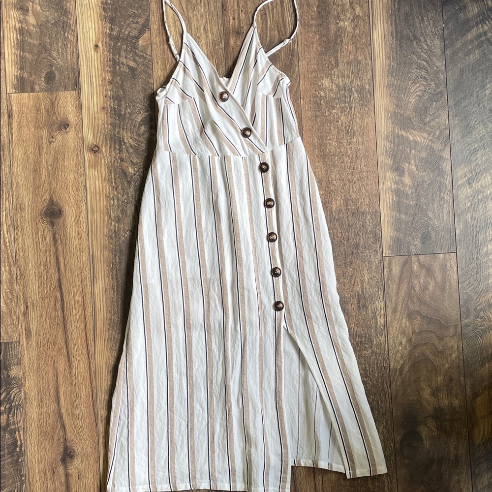Striped Button-Down Midi Dress
